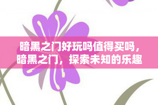 暗黑之门好玩吗值得买吗图片