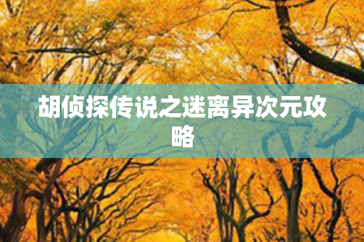 胡侦探传说之迷离异次元攻略图片