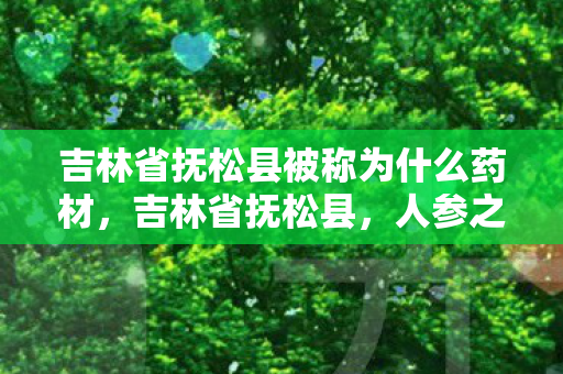 吉林省抚松县被称为什么药材图片