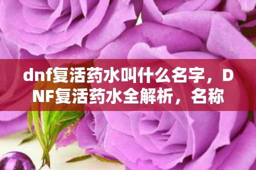 dnf复活药水叫什么名字图片