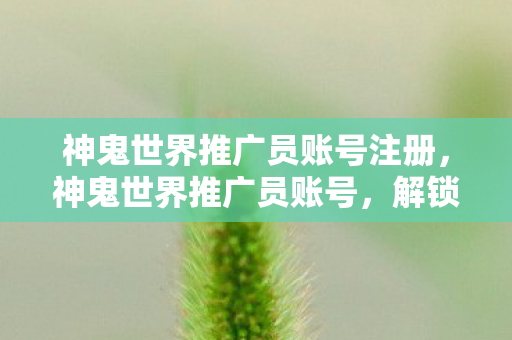 神鬼世界推广员账号注册图片
