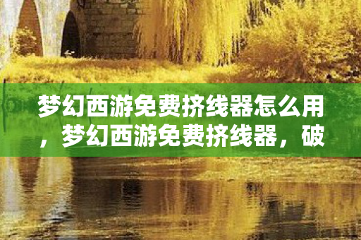 梦幻西游免费挤线器怎么用图片