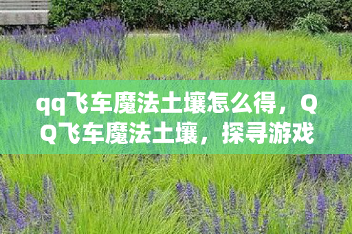 qq飞车魔法土壤怎么得，QQ飞车魔法土壤，探寻游戏中的神秘宝藏