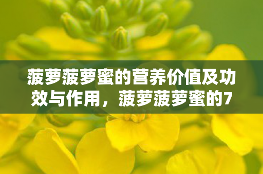 菠萝菠萝蜜的营养价值及功效与作用图片