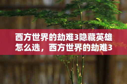 西方世界的劫难3隐藏英雄怎么选图片