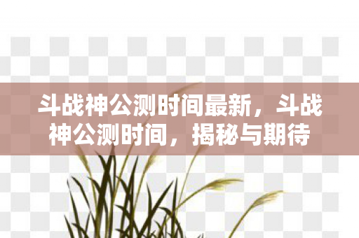 斗战神公测时间最新图片
