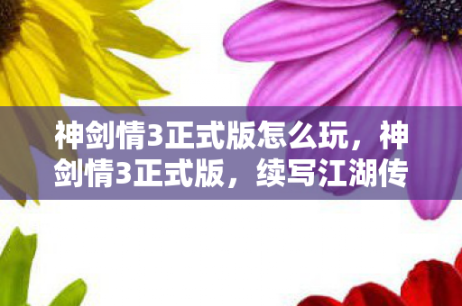 神剑情3正式版怎么玩图片