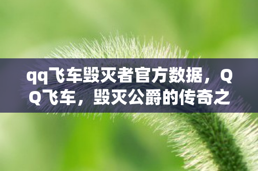 qq飞车毁灭者官方数据，QQ飞车，毁灭公爵的传奇之旅