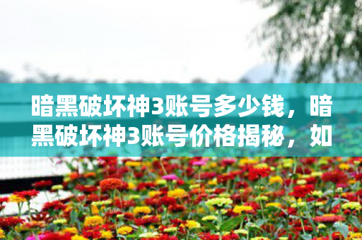 暗黑破坏神3账号价格揭秘图片