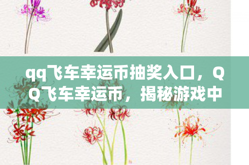 qq飞车幸运币抽奖入口，QQ飞车幸运币，揭秘游戏中的神秘货币