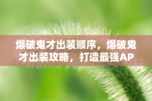 爆破鬼才出装顺序图片