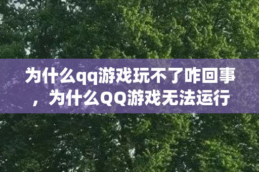 为什么qq游戏玩不了咋回事图片