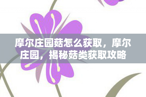 摩尔庄园菇怎么获取图片