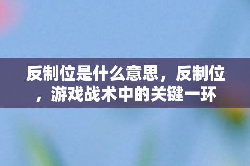 游戏战术中的关键一环图片