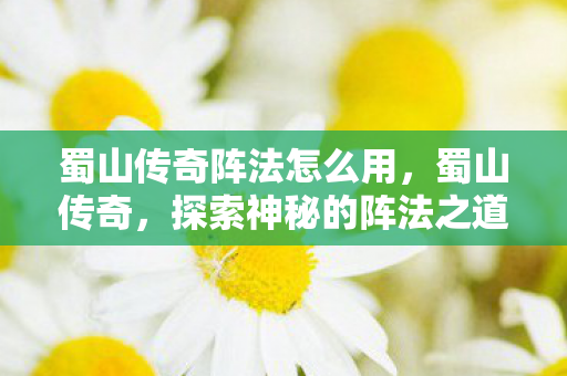 蜀山传奇阵法怎么用图片