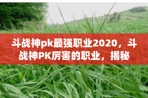 揭秘哪些角色在PK场上独领风骚图片