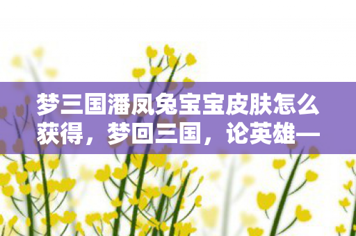 梦三国潘凤兔宝宝皮肤怎么获得图片