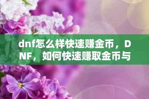 dnf怎么样快速赚金币图片