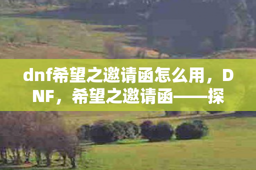 dnf希望之邀请函怎么用图片