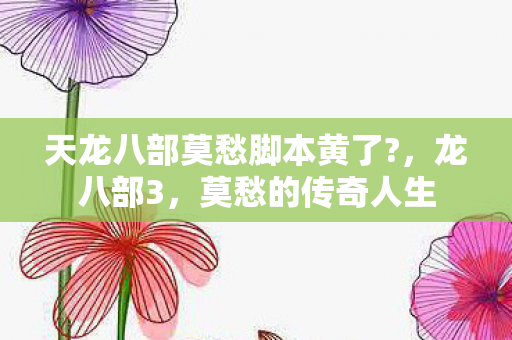 天龙八部莫愁脚本黄了?，龙八部3，莫愁的传奇人生