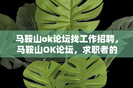 马鞍山ok论坛找工作招聘，马鞍山OK论坛，求职者的福音