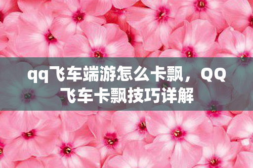 qq飞车端游怎么卡飘,QQ飞车卡飘技巧详解 qq飞车端游怎么卡飘,QQ飞车卡飘技巧详解