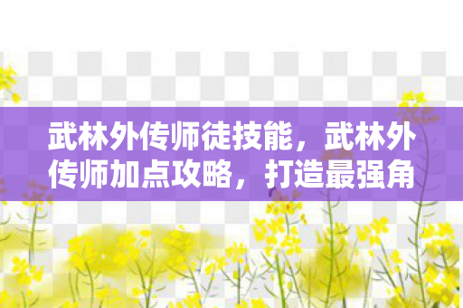 武林外传师加点攻略图片