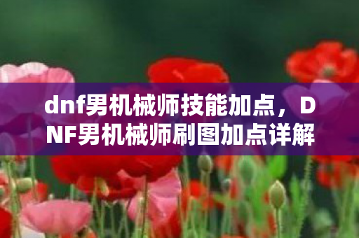 DNF男机械师刷图加点详解图片