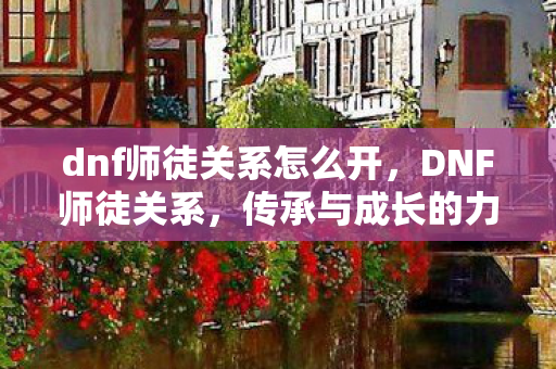 dnf师徒关系怎么开，DNF师徒关系，传承与成长的力量
