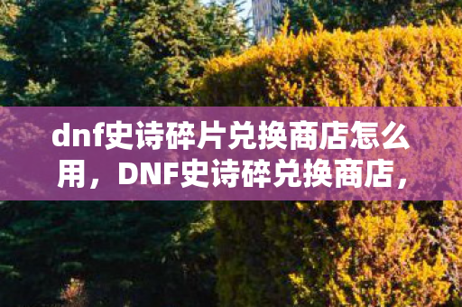 dnf史诗碎片兑换商店怎么用，DNF史诗碎兑换商店，打造你的专属神器