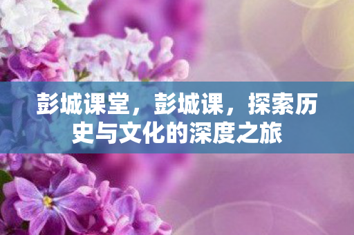 彭城课堂，彭城课，探索历史与文化的深度之旅