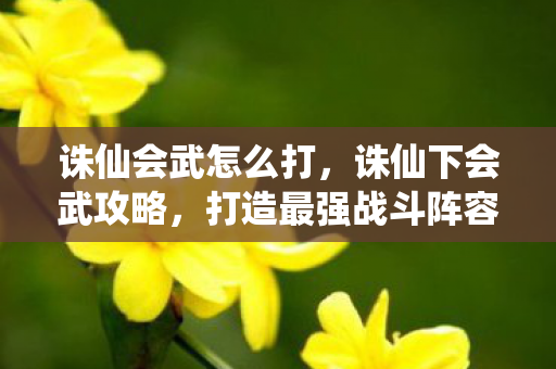 诛仙会武怎么打,诛仙下会武攻略,打造最强战斗阵容 诛仙会武怎么打,诛仙下会武攻略,打造最强战斗阵容