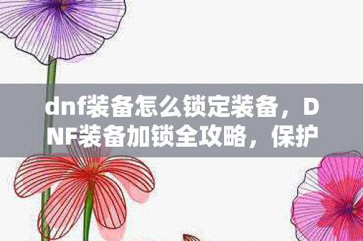 dnf装备怎么锁定装备，DNF装备加锁全攻略，保护你的珍贵财产