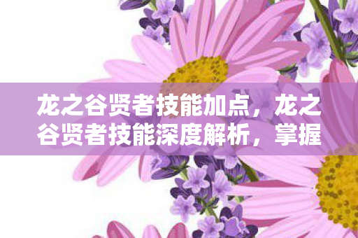 龙之谷贤者技能加点，龙之谷贤者技能深度解析，掌握神圣力量的守护者