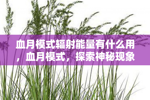 血月模式辐射能量有什么用，血月模式，探索神秘现象背后的真相
