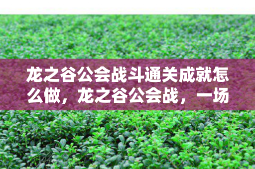 龙之谷公会战斗通关成就怎么做，龙之谷公会战，一场荣耀与策略并存的盛宴