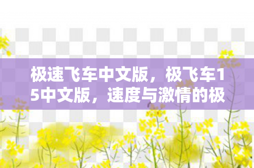 极速飞车中文版，极飞车15中文版，速度与激情的极致体验