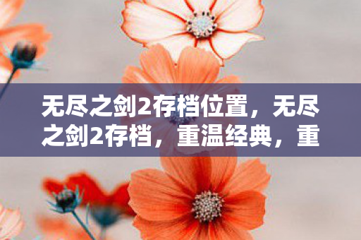无尽之剑2存档位置,无尽之剑2存档,重温经典,重温回忆 无尽之剑2存档位置,无尽之剑2存档,重温经典,重温回忆
