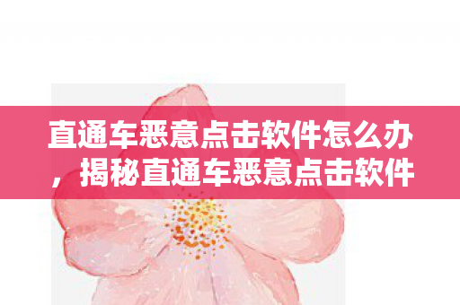 直通车恶意点击软件怎么办，揭秘直通车恶意点击软件，如何防范与应对