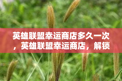 英雄联盟幸运商店多久一次,英雄联盟幸运商店,解锁游戏内外的惊喜 英雄联盟幸运商店多久一次,英雄联盟幸运商店,解锁游戏内外的惊喜