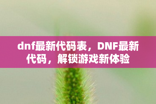 dnf最新代码表,DNF最新代码,解锁游戏新体验 dnf最新代码表,DNF最新代码,解锁游戏新体验