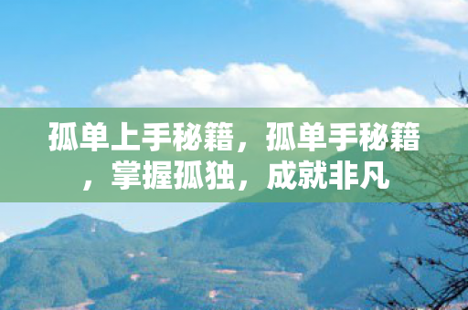 孤单上手秘籍,孤单手秘籍,掌握孤独,成就非凡 孤单上手秘籍,孤单手秘籍,掌握孤独,成就非凡