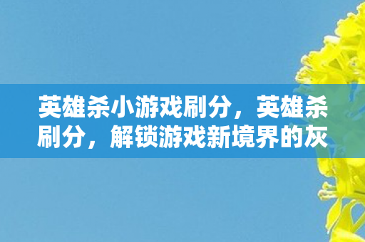 英雄杀小游戏刷分,英雄杀刷分,解锁游戏新境界的灰色地带 英雄杀小游戏刷分,英雄杀刷分,解锁游戏新境界的灰色地带