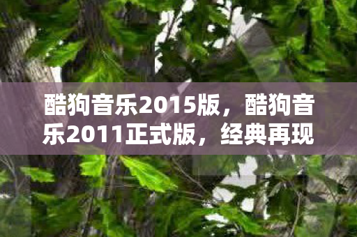 酷狗音乐2015版，酷狗音乐2011正式版，经典再现，音乐之旅的怀旧启程