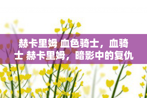 赫卡里姆 血色骑士,血骑士 赫卡里姆,暗影中的复仇者 赫卡里姆 血色骑士,血骑士 赫卡里姆,暗影中的复仇者