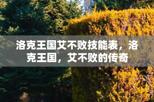洛克王国艾不败技能表，洛克王国，艾不败的传奇