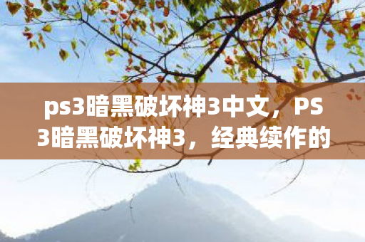 ps3暗黑破坏神3中文，PS3暗黑破坏神3，经典续作的传奇之旅