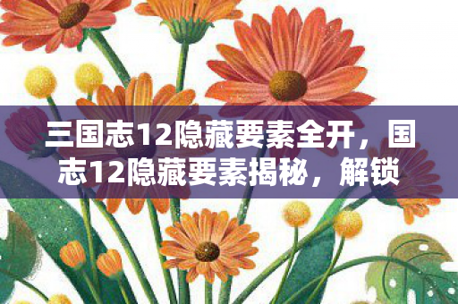 三国志12隐藏要素全开,国志12隐藏要素揭秘,解锁未知的游戏深度 三国志12隐藏要素全开,国志12隐藏要素揭秘,解锁未知的游戏深度