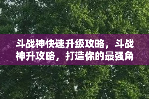 斗战神快速升级攻略,斗战神升攻略,打造你的最强角色 斗战神快速升级攻略,斗战神升攻略,打造你的最强角色