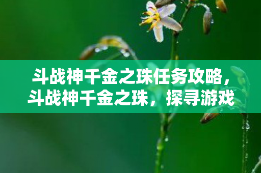 斗战神千金之珠任务攻略，斗战神千金之珠，探寻游戏中的珍贵宝藏